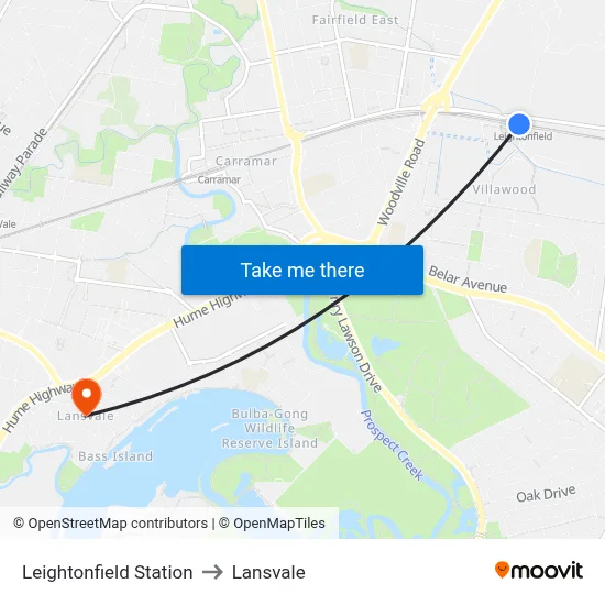 Leightonfield Station to Lansvale map