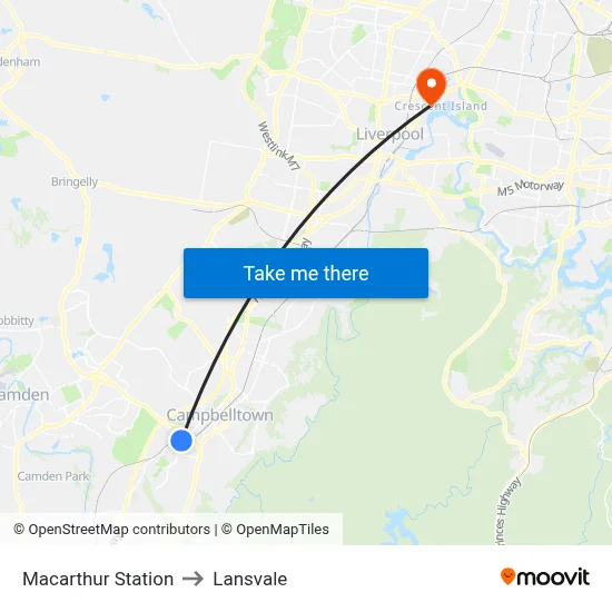 Macarthur Station to Lansvale map