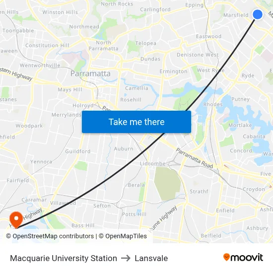 Macquarie University Station to Lansvale map