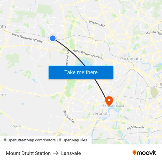 Mount Druitt Station to Lansvale map
