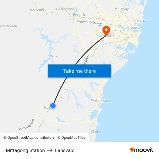 Mittagong Station to Lansvale map