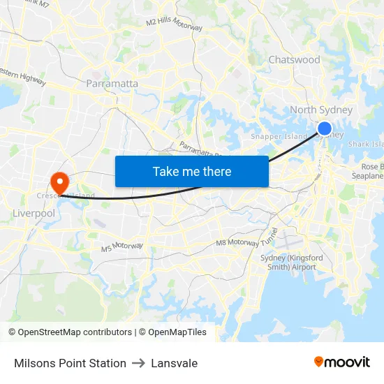 Milsons Point Station to Lansvale map