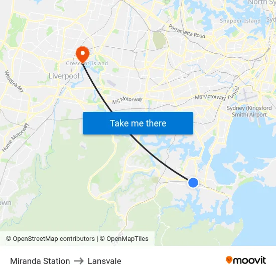 Miranda Station to Lansvale map