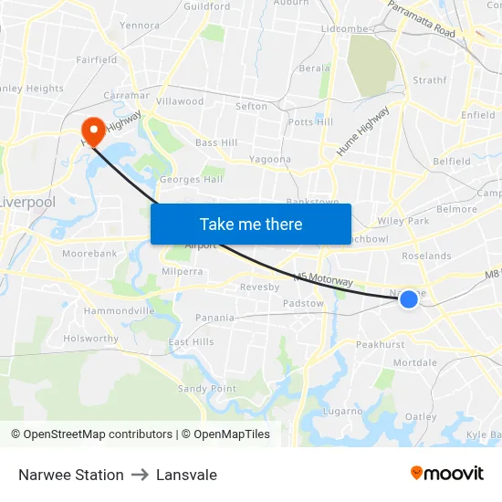 Narwee Station to Lansvale map