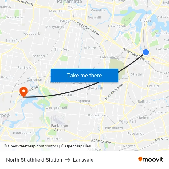 North Strathfield Station to Lansvale map