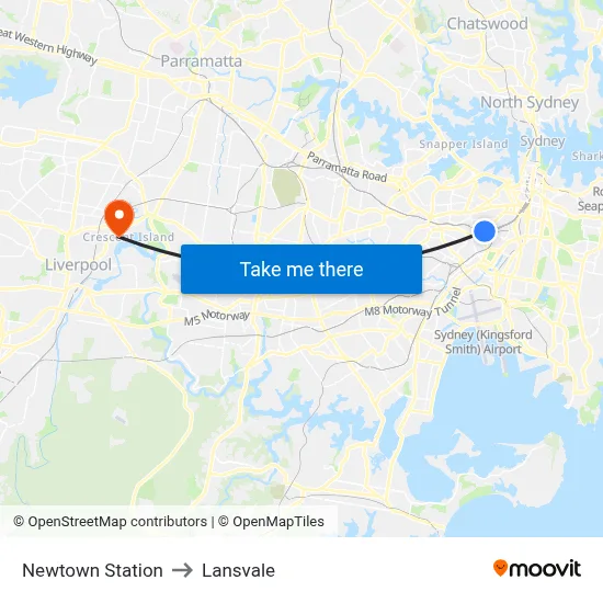 Newtown Station to Lansvale map