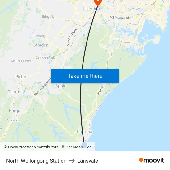 North Wollongong Station to Lansvale map