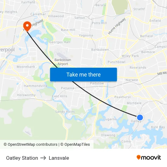 Oatley Station to Lansvale map