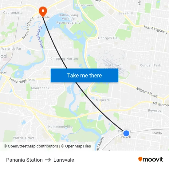 Panania Station to Lansvale map