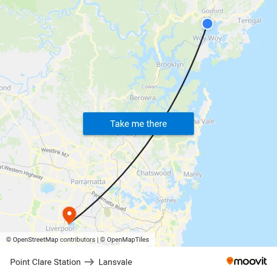 Point Clare Station to Lansvale map
