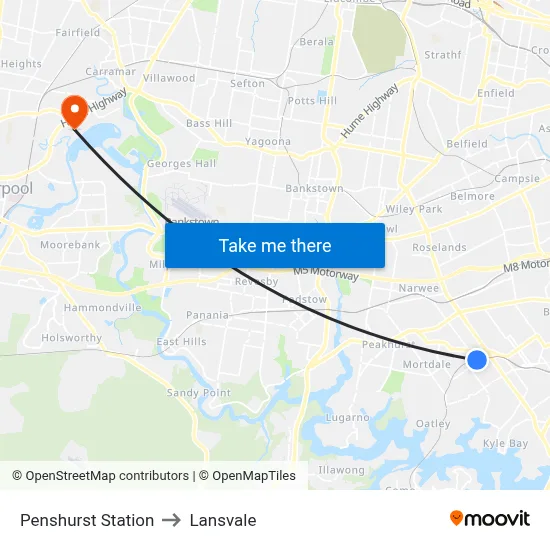 Penshurst Station to Lansvale map