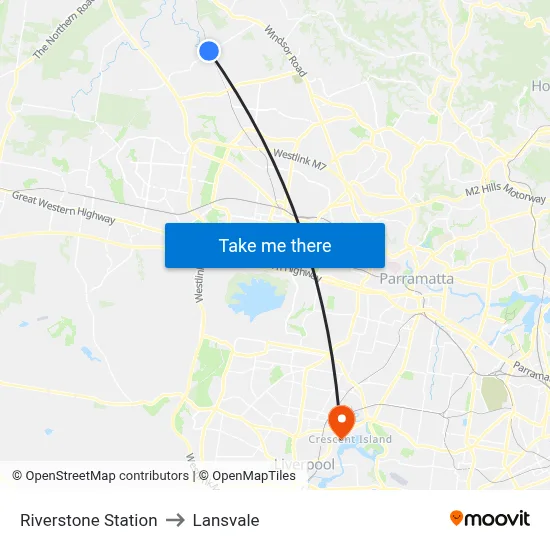 Riverstone Station to Lansvale map