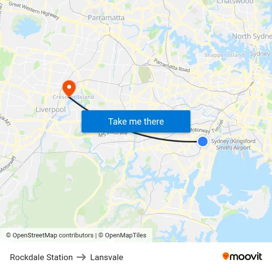 Rockdale Station to Lansvale map