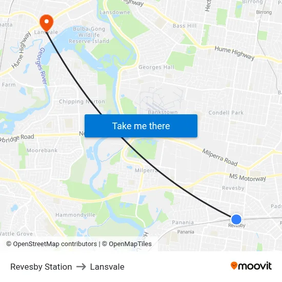 Revesby Station to Lansvale map