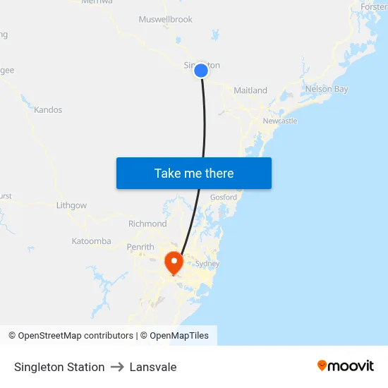Singleton Station to Lansvale map