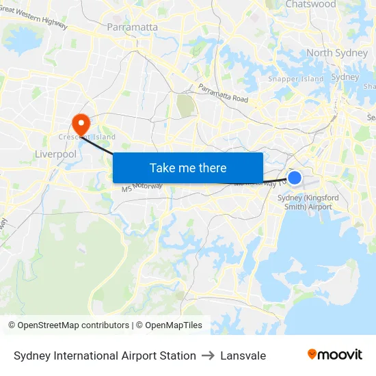 Sydney International Airport Station to Lansvale map