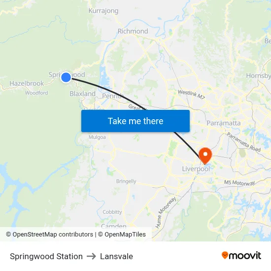Springwood Station to Lansvale map