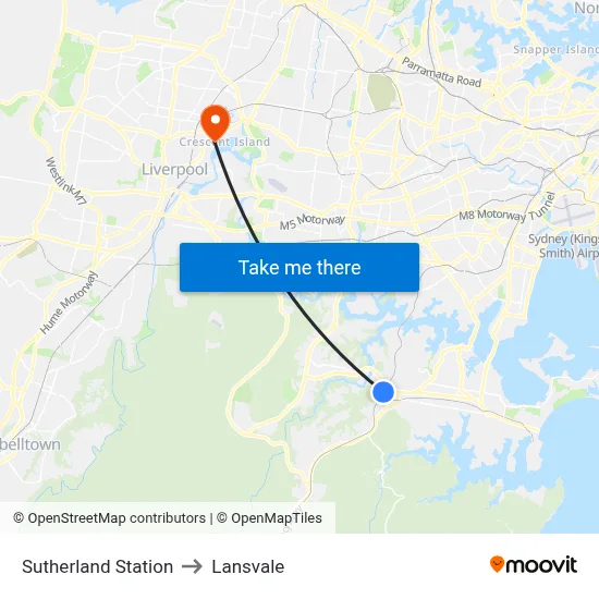 Sutherland Station to Lansvale map