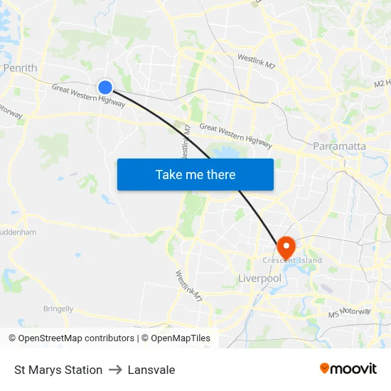 St Marys Station to Lansvale map