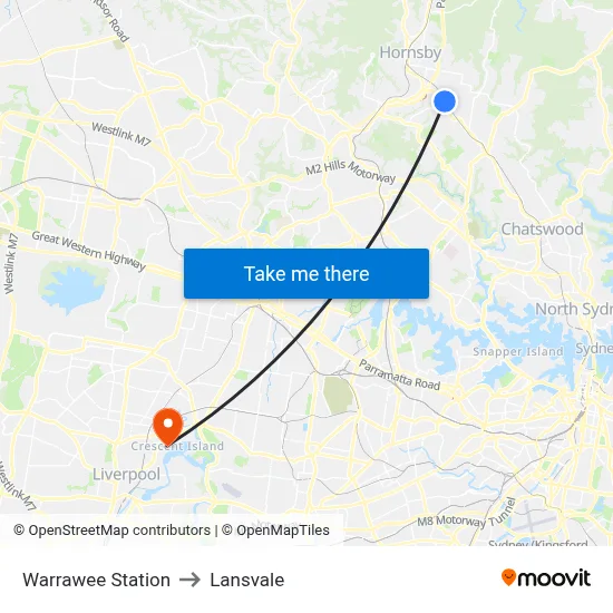 Warrawee Station to Lansvale map
