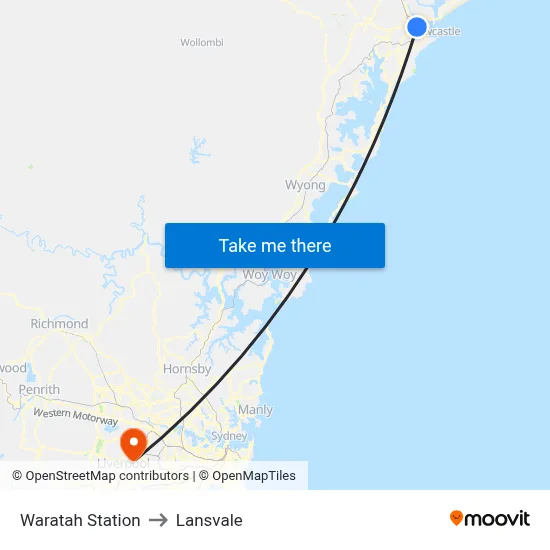 Waratah Station to Lansvale map