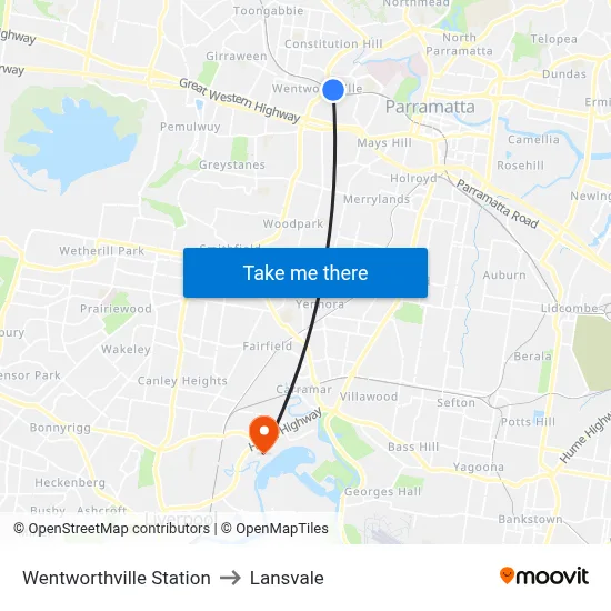 Wentworthville Station to Lansvale map