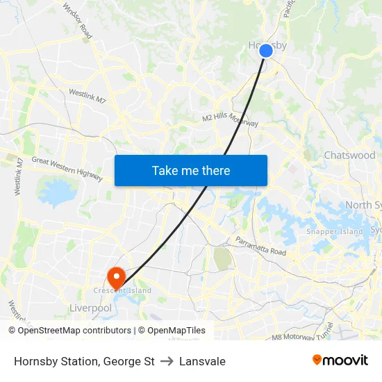 Hornsby Station, George St to Lansvale map