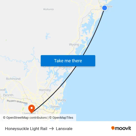Honeysuckle Light Rail to Lansvale map