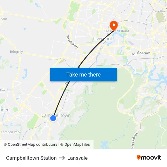 Campbelltown Station to Lansvale map