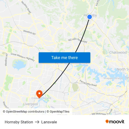 Hornsby Station to Lansvale map