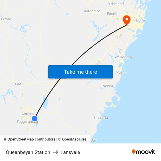 Queanbeyan Station to Lansvale map