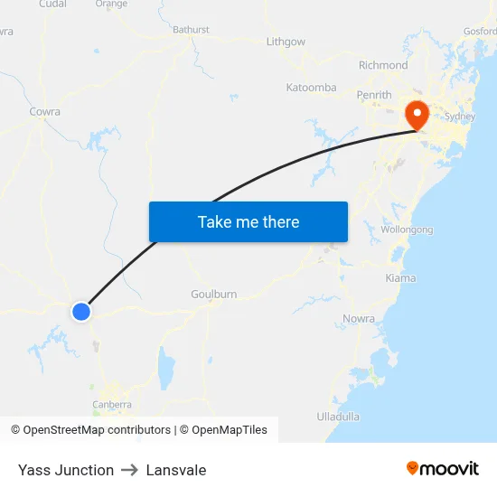 Yass Junction to Lansvale map