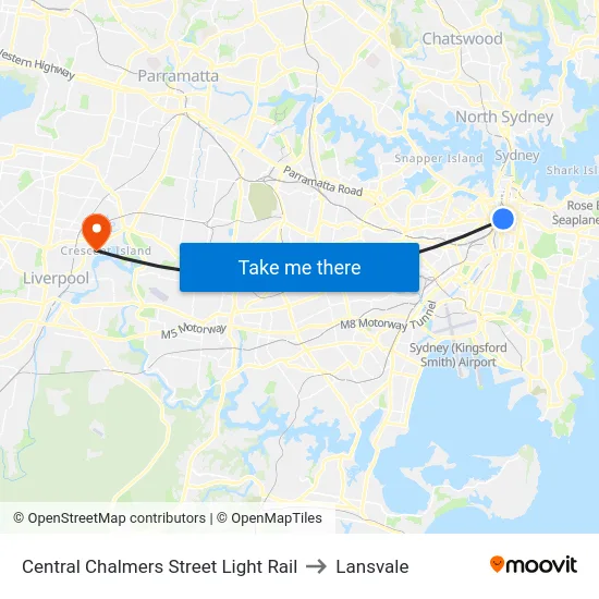Central Chalmers Street Light Rail to Lansvale map