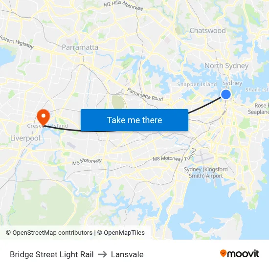 Bridge Street Light Rail to Lansvale map