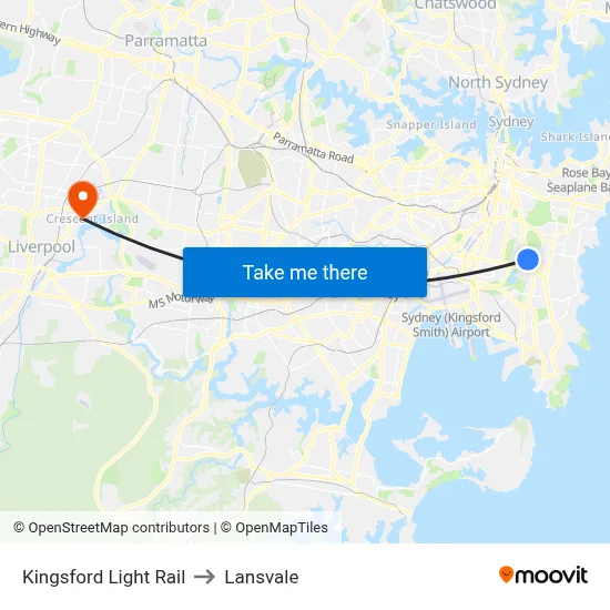 Kingsford Light Rail to Lansvale map