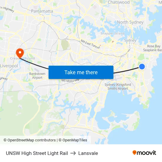 UNSW High Street Light Rail to Lansvale map