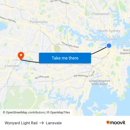 Wynyard Light Rail to Lansvale map