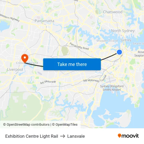 Exhibition Centre Light Rail to Lansvale map