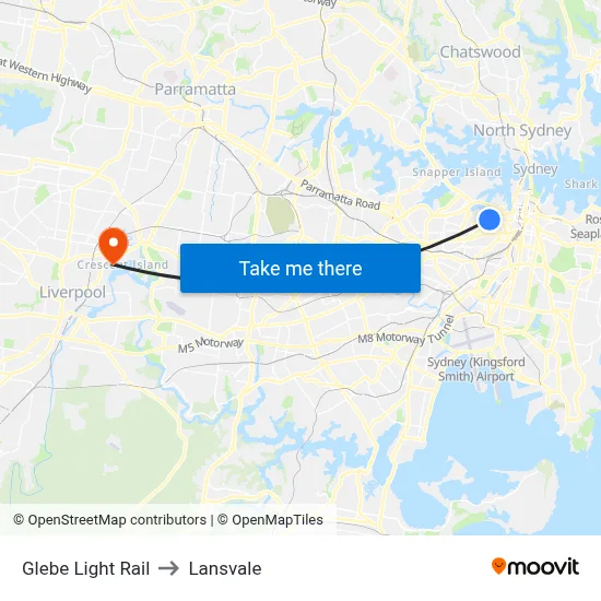 Glebe Light Rail to Lansvale map