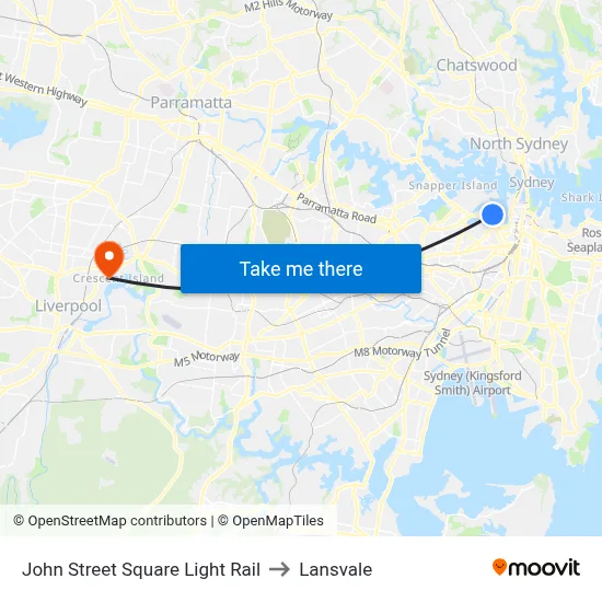 John Street Square Light Rail to Lansvale map