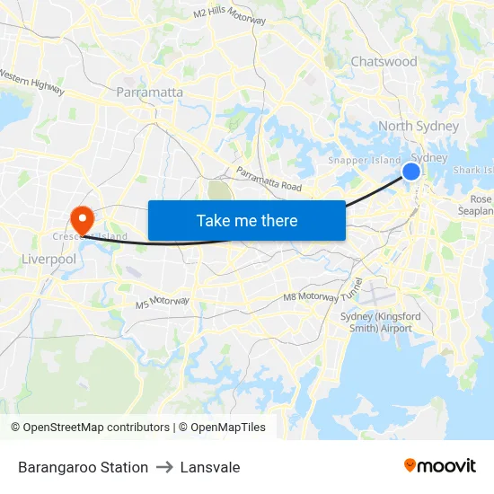 Barangaroo Station to Lansvale map