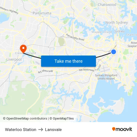 Waterloo Station to Lansvale map