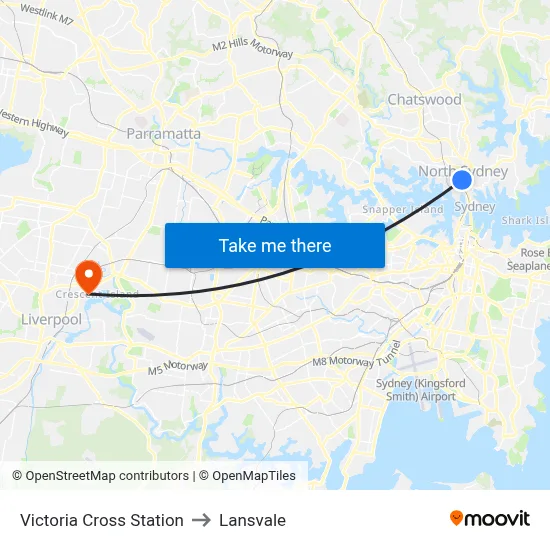 Victoria Cross Station to Lansvale map