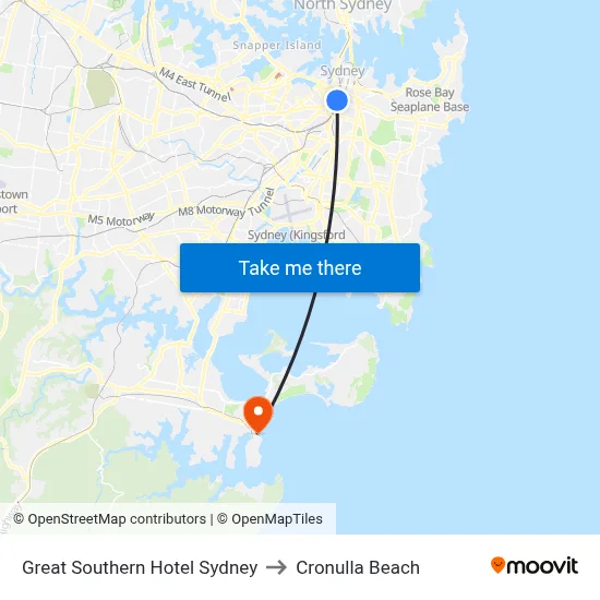 Great Southern Hotel Sydney to Cronulla Beach map