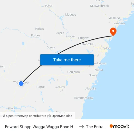 Edward St opp Wagga Wagga Base Hospital to The Entrance map