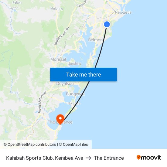 Kahibah Sports Club, Kenibea Ave to The Entrance map