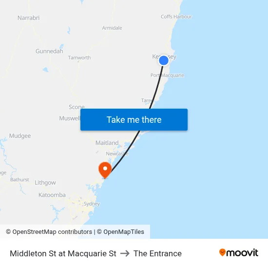 Middleton St at Macquarie St to The Entrance map