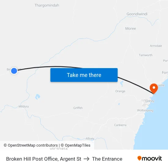 Broken Hill Post Office, Argent St to The Entrance map
