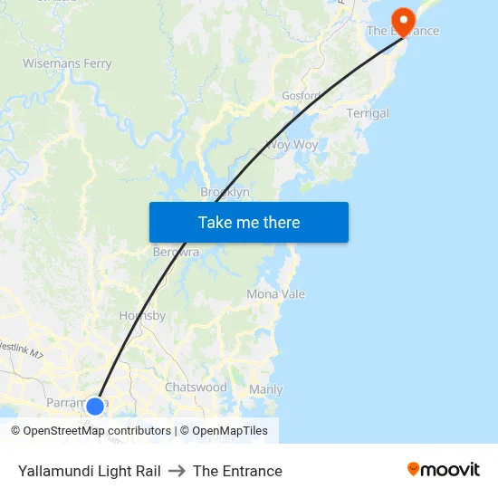 Yallamundi Light Rail to The Entrance map