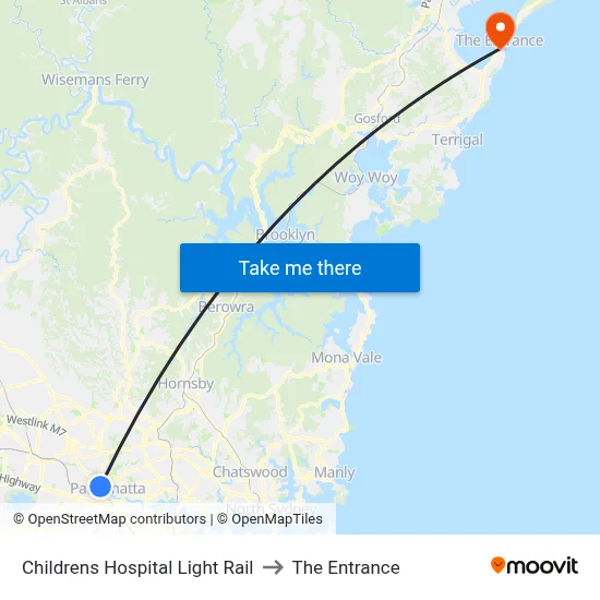 Childrens Hospital Light Rail to The Entrance map